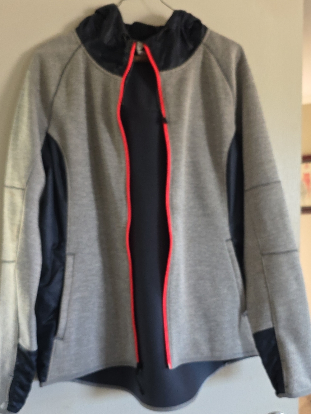 Under Armour Gray Hooded Jacket with Pink/Coral Zipper Trim